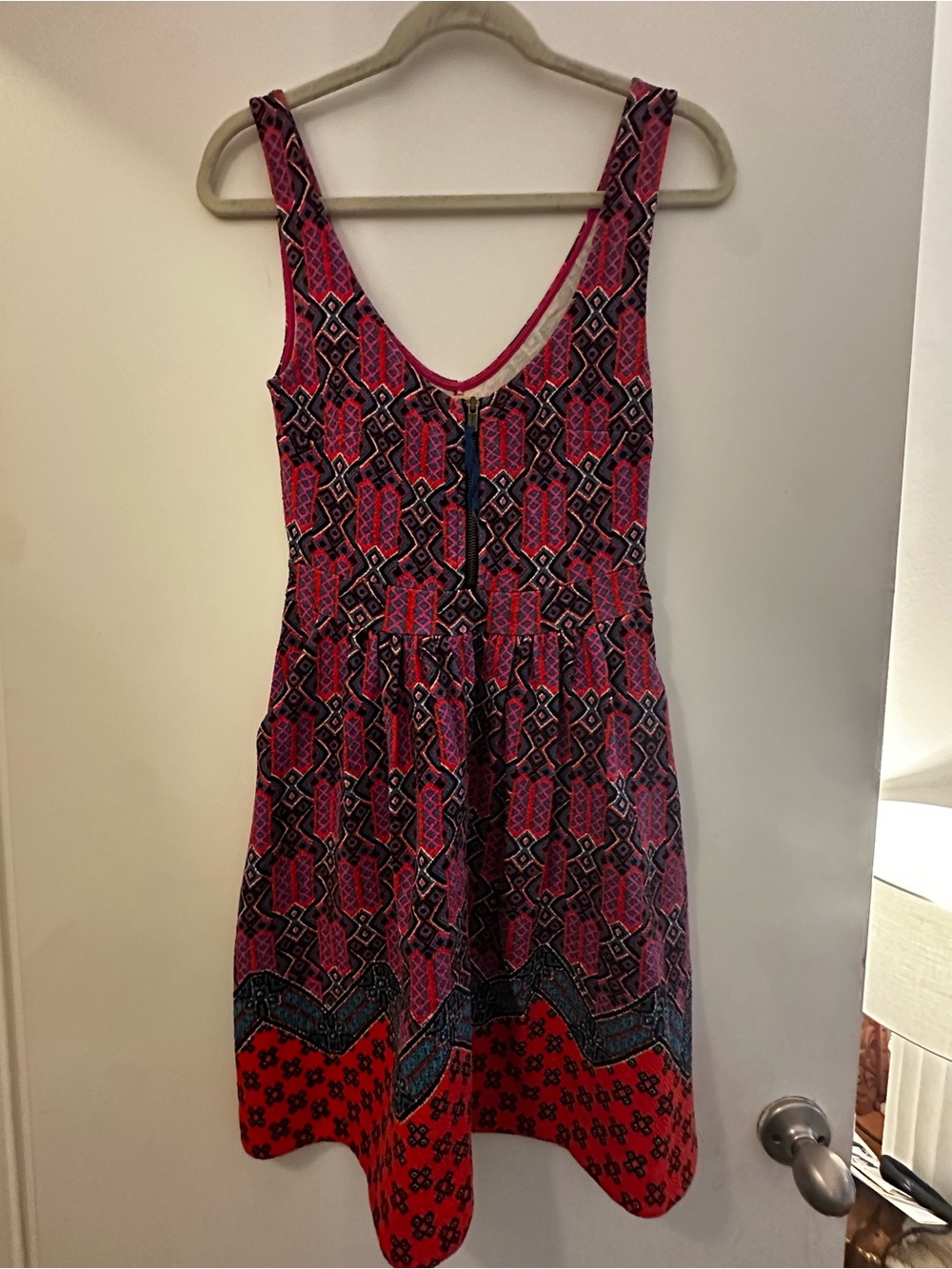 Maeve Sleeveless Printed Dress in Pink and Red